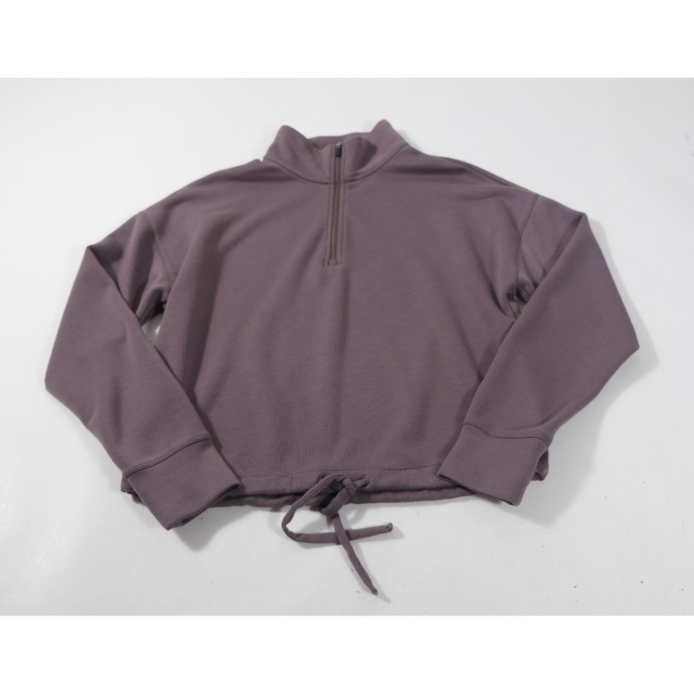 Gaiam Pullover Women S Purple Quarter Zip Fleece Drawstring Hem Activewear Sweat
